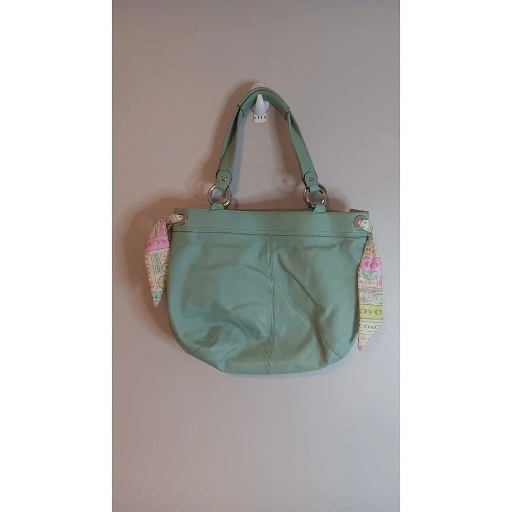Coach Kyra Mint Green Hobo Bag Silk Scarfs Rare Vintage F13556